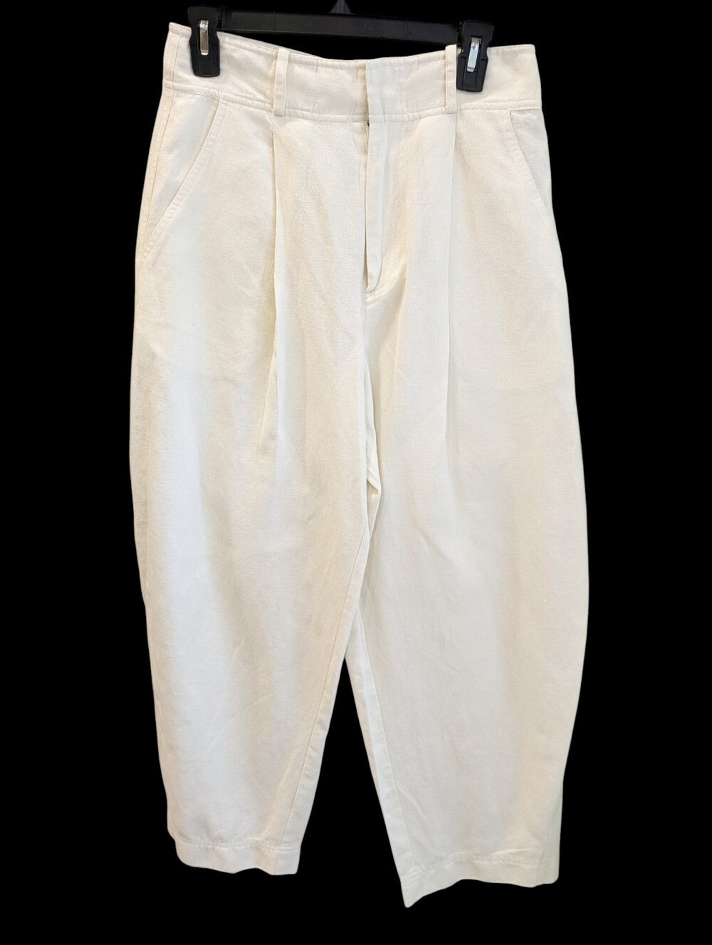 Apiece Apart Bari Crop Trousers 6 Cream Linen Cotton Barrel Leg Cropped Pants
